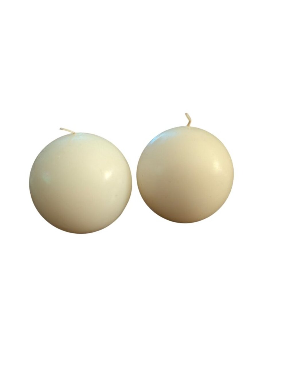 Set Of 2 Ivory Round Unscented Ball Candles For Decorative Use Weddings Or Event